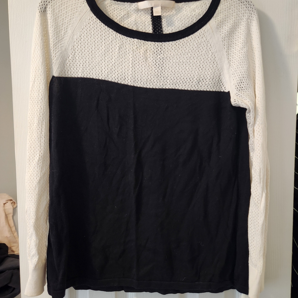 Collection B Black and Cream Long Sleeve Top